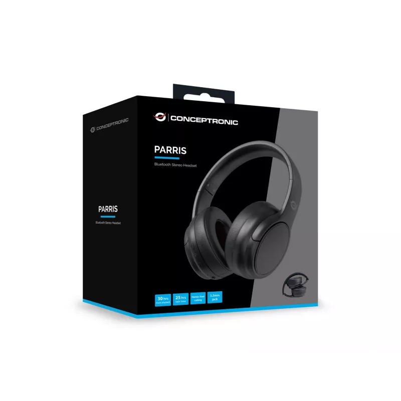 Conceptronic Bluetooth stereo ausinės, laidinės ir belaidės, 20-20000 Hz, skambučiai/muzika, 198,5 g, juodos