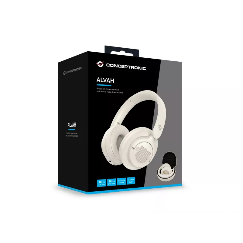 Conceptronic ALVAH02C belaidžiai stereo ausinių komplektas su aktyviu triukšmo slopinimu