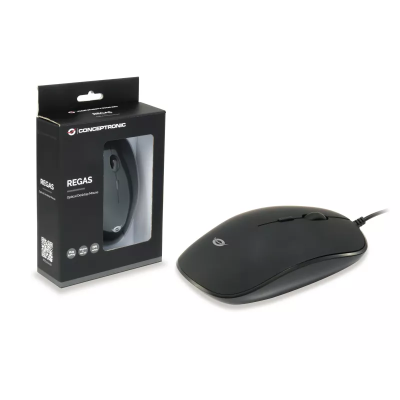 Conceptronic REGAS01B pelė biurui Ambidekstrinė USB Type-A Optinė 1200 DPI