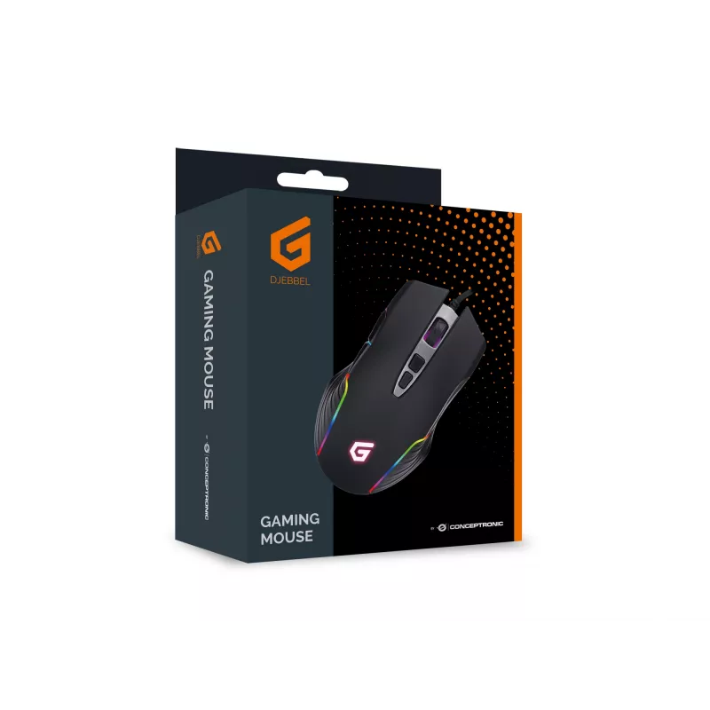 Conceptronic 7D žaidimų pelė USB, 7200 DPI, dešinei rankai, optinė, USB Type-A, juoda