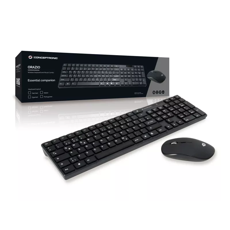 Belaidis klaviatūros ir pelės rinkinys Conceptronic ORAZIO01DE, RF, QWERTZ, juoda