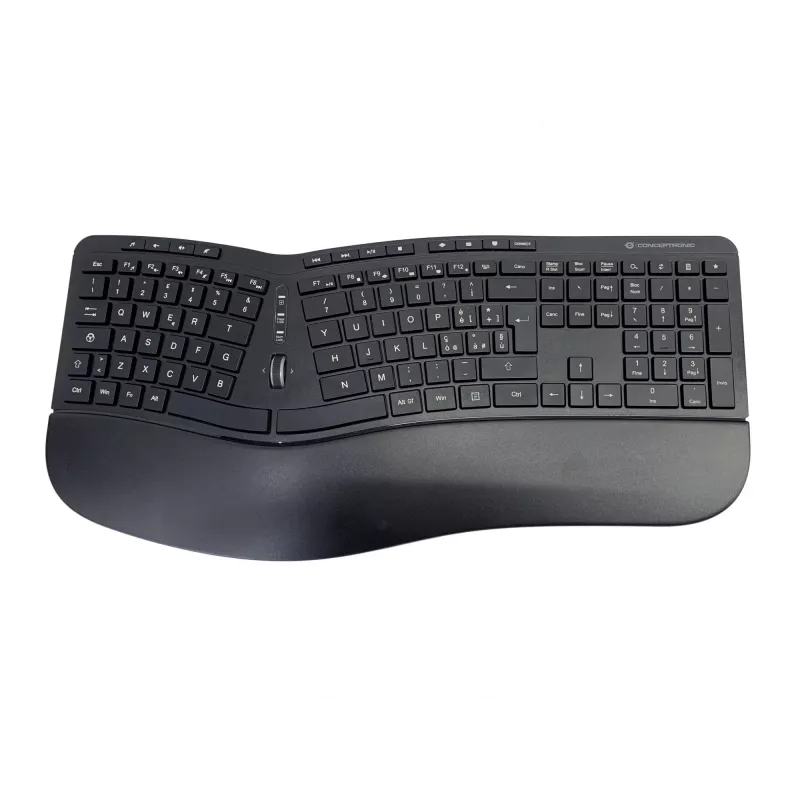 Belaidis ergonomiškas klaviatūros ir pelės rinkinys Conceptronic ORAZIO ERGO, itališkas išdėstymas