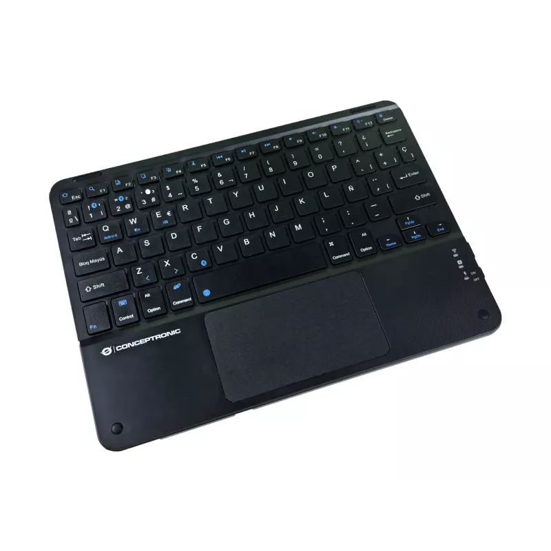 Conceptronic TOBIN01BES 10 colių belaidė klaviatūra su jutikliniu kilimėliu, QWERTY ispanų