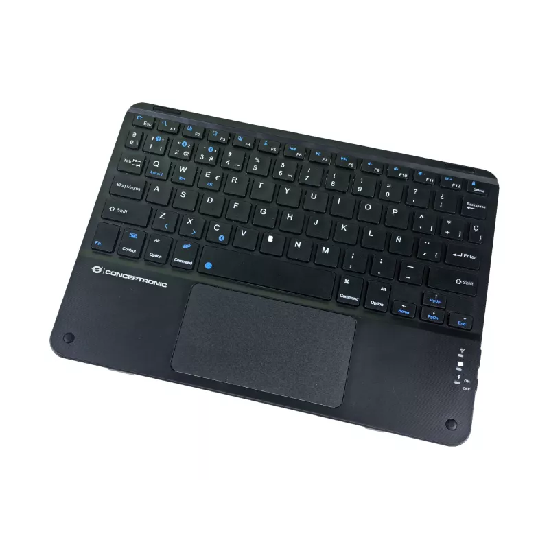 Conceptronic TOBIN01BES 10 colių belaidė klaviatūra su jutikliniu kilimėliu, QWERTY ispanų