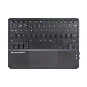 Conceptronic TOBIN01BPT 10 colių belaidė Bluetooth klaviatūra su jutikliniu kilimėliu, QWERTY portugališkas išdėstymas