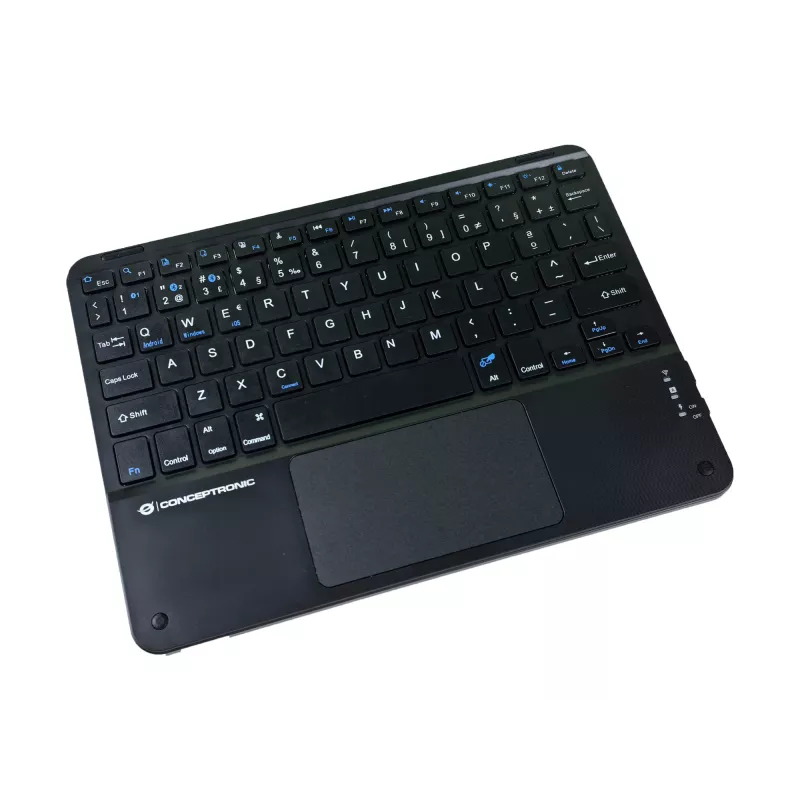 Conceptronic TOBIN01BPT 10 colių belaidė Bluetooth klaviatūra su jutikliniu kilimėliu, QWERTY portugališkas išdėstymas