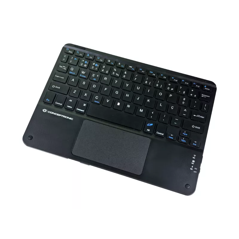 Conceptronic TOBIN01BPT 10 colių belaidė Bluetooth klaviatūra su jutikliniu kilimėliu, QWERTY portugališkas išdėstymas