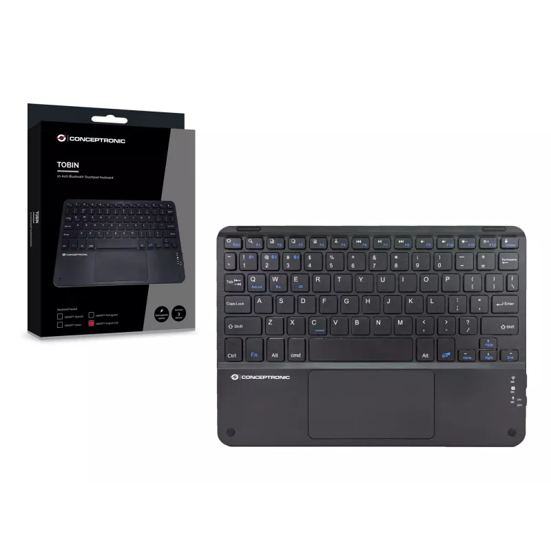 Conceptronic TOBIN01BUS 10 colių belaidė klaviatūra su jutikliniu kilimėliu, QWERTY EN (JAV)