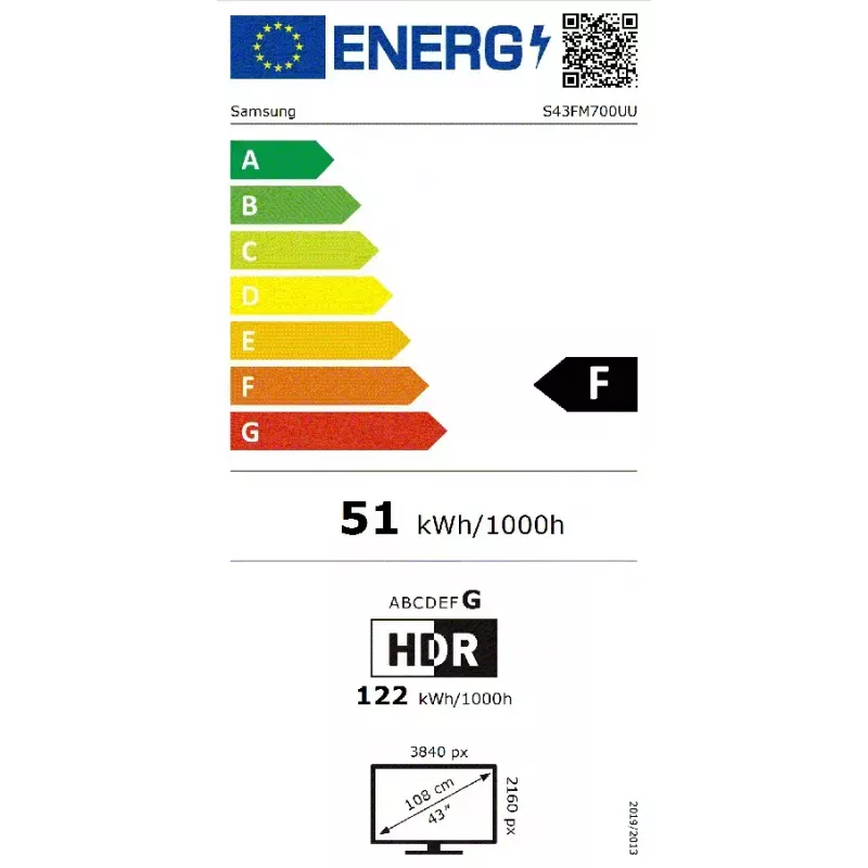 Samsung M7 M70F monitorius 109,2 cm (43 colių) 4K Ultra HD LCD juodas