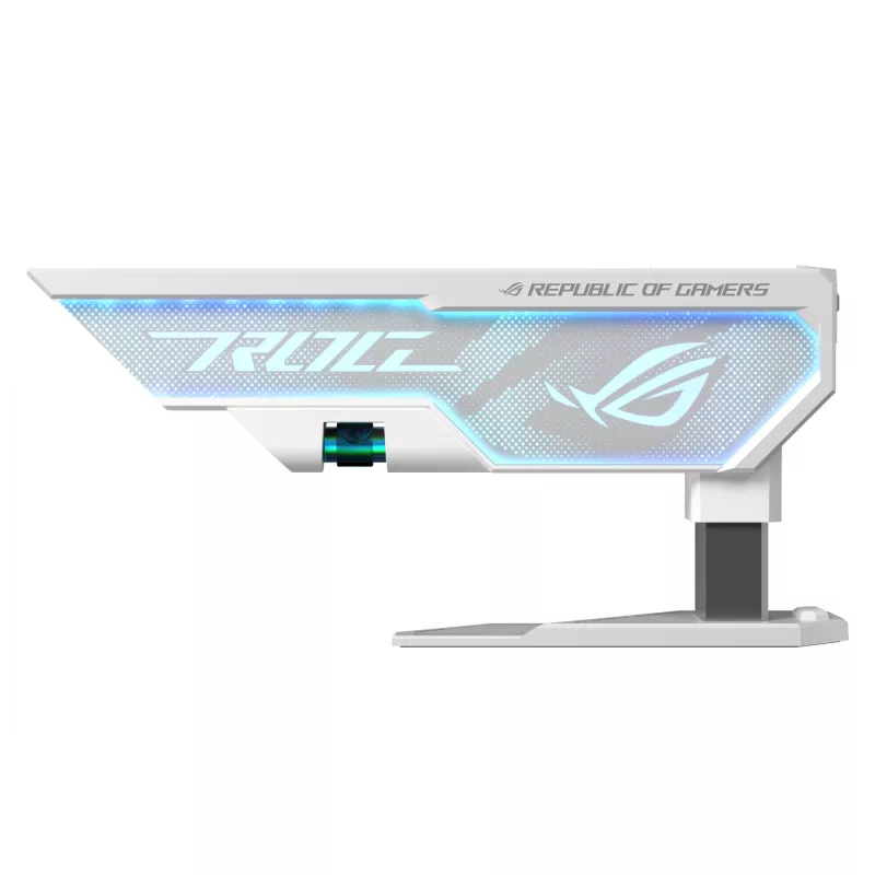 Laikiklis vaizdo plokštei ASUS ROG Herculx Universal White — 0,5 m ilgio, palaiko 1 GPU, įvairiaspalvis apšvietimas