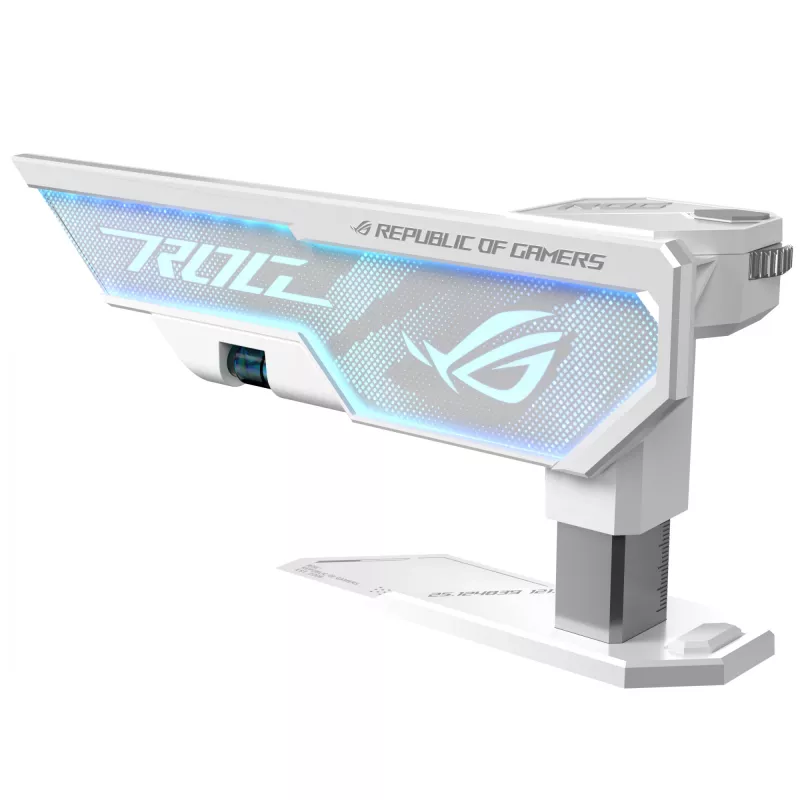Laikiklis vaizdo plokštei ASUS ROG Herculx Universal White — 0,5 m ilgio, palaiko 1 GPU, įvairiaspalvis apšvietimas