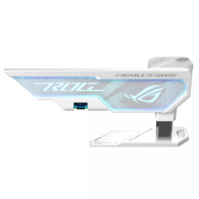 Laikiklis vaizdo plokštei ASUS ROG Herculx Universal White — 0,5 m ilgio, palaiko 1 GPU, įvairiaspalvis apšvietimas