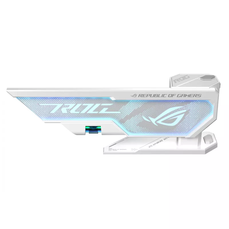 Laikiklis vaizdo plokštei ASUS ROG Herculx Universal White — 0,5 m ilgio, palaiko 1 GPU, įvairiaspalvis apšvietimas