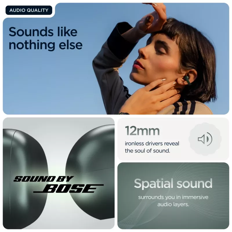 Motorola moto buds loop Belaidės ausinės su ausų kabliukais Skambučiai/Muzika/Sportas/Kasdienis naudojimas Žalia
