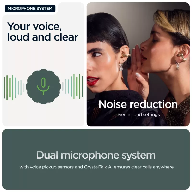 Motorola moto buds loop Belaidės ausinės su ausų kabliukais Skambučiai/Muzika/Sportas/Kasdienis naudojimas Žalia