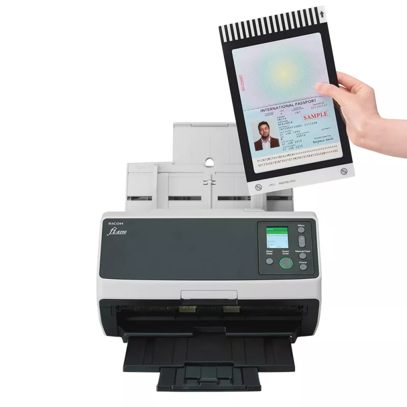 Ricoh fi-8190 skaitytuvas su ADF ir rankiniu padavimu, 600 x 600 DPI, A4, juodos ir pilkos spalvos
