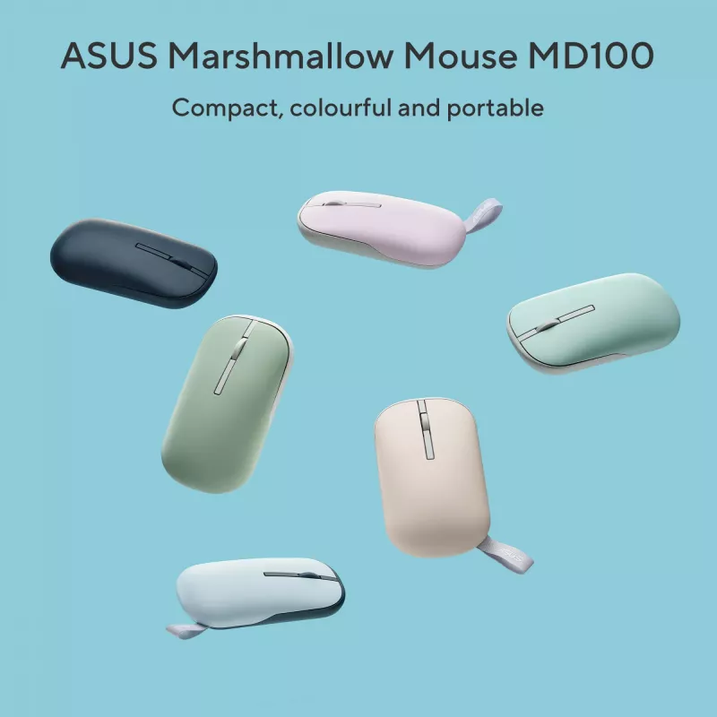 ASUS Marshmallow MD100 pelė biurui, abipusė, RF belaidė + Bluetooth, optinė, 1600 DPI