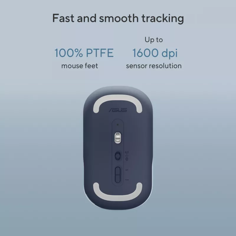 ASUS Marshmallow MD100 pelė biurui, abipusė, RF belaidė + Bluetooth, optinė, 1600 DPI
