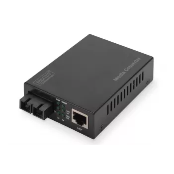 DIGITUS Media keitiklis, daugiamodis 10/100/1000Base-T į 1000Base-SX, su maitinimo šaltiniu, SC jungtimi, iki 0,5 km