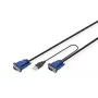 DIGITUS KVM kabelių rinkinys, VGA, PS/2 pelė, PS/2 klaviatūra, USB HD DB15/M, 2xMiniDIN6/M, USB A tipas/M - HD DB15/M, juodas, 1,8 m