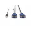 DIGITUS KVM kabelių rinkinys, VGA, PS/2 pelė, PS/2 klaviatūra, USB HD DB15/M, 2xMiniDIN6/M, USB A tipas/M - HD DB15/M, juodas, 1,8 m