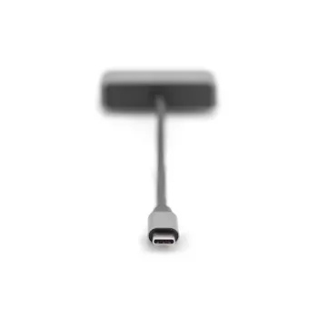 DIGITUS USB-C į Mini DP + VGA adapteris, 20 cm, 4K/30Hz, sidabrinis, aliumininis korpusas