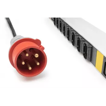 DIGITUS IT BASIC PDU, 3 fazės, 16 A, 24 x C13, 3 x C19 vertikalus, 3 m laidas, IEC309 3Ph-16A kištukas