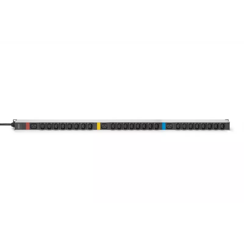 DIGITUS IT BASIC PDU, 3 fazės, 16 A, 24 x C13, 3 x C19 vertikalus, 3 m laidas, IEC309 3Ph-16A kištukas