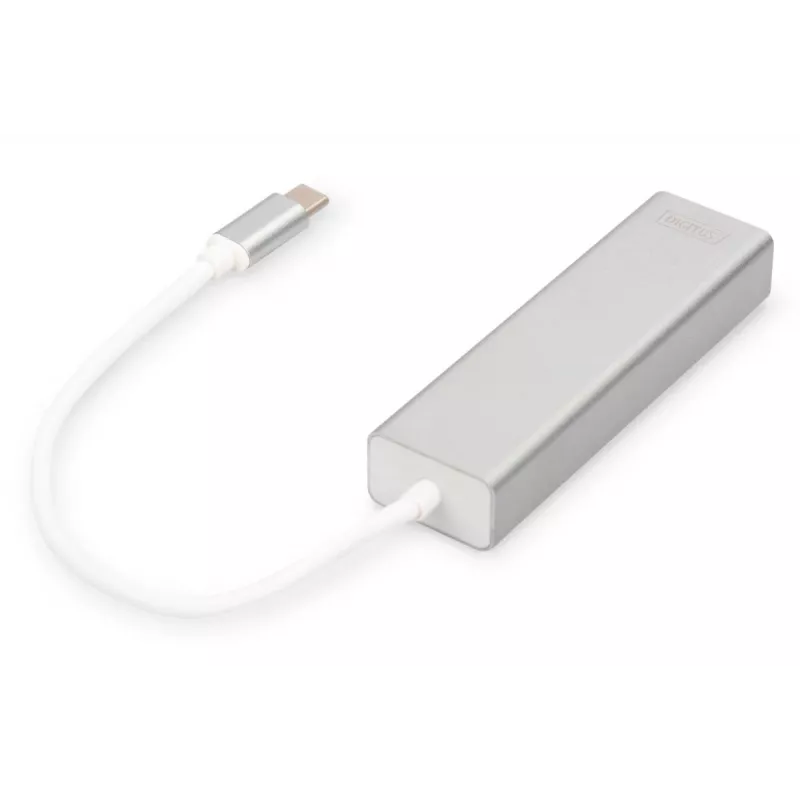 DIGITUS 3 prievadų USB 3.0 Type C šakotuvas su Gigabit Ethernet 3x USB A/M, 1x USB C/M, 1x RJ45 LAN