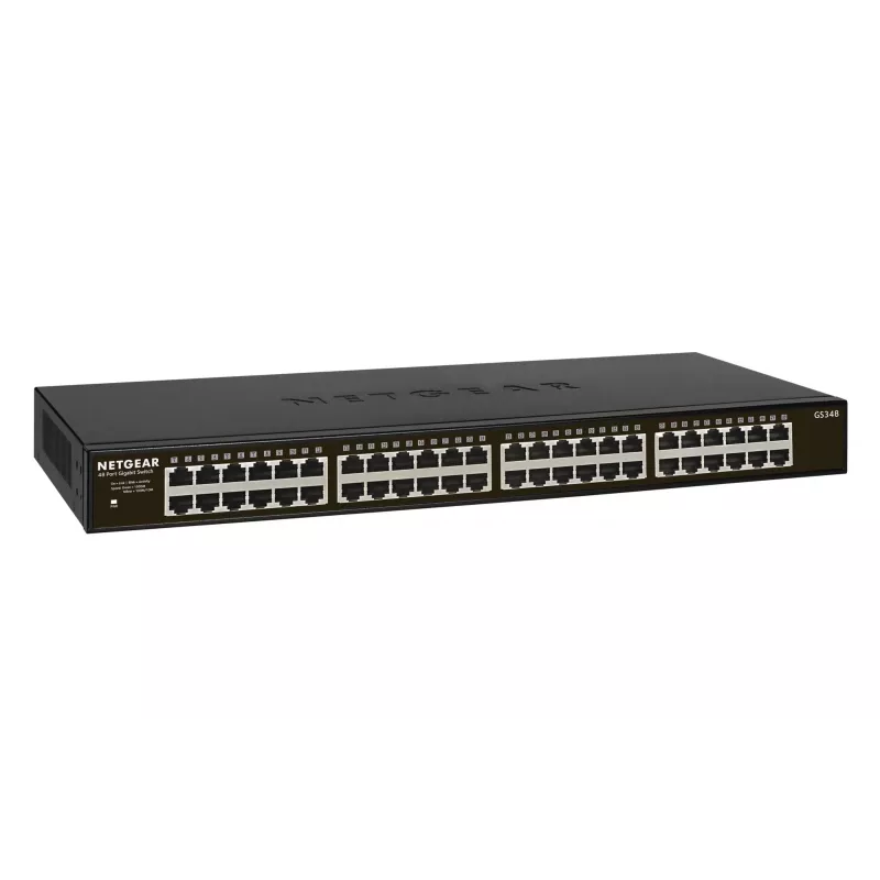 NETGEAR GS348 48 prievadų nevaldomas Gigabit Ethernet (10/100/1000) jungiklis 1U juodas
