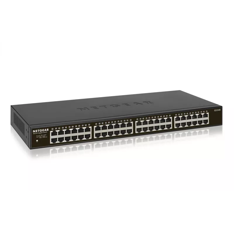 NETGEAR GS348 48 prievadų nevaldomas Gigabit Ethernet (10/100/1000) jungiklis 1U juodas