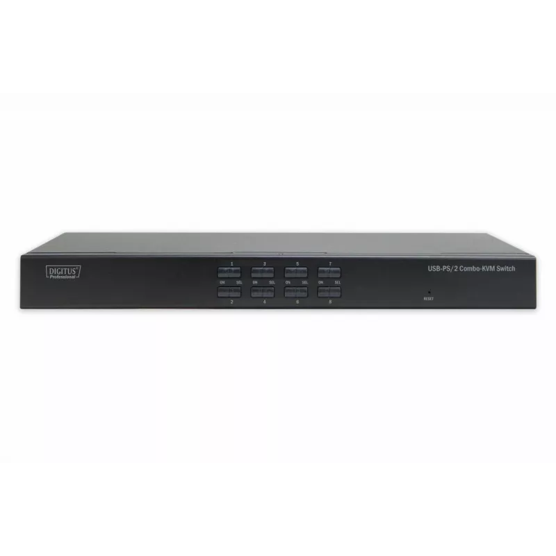 DIGITUS USB-PS/2 kombinuotas KVM jungiklis 8 prievadų su IP modulio lizdu