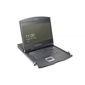 DIGITUS modulinė 48,3 cm (19 colių) TFT konsolė su 8 prievadų KVM, RAL 9005 juoda - Qwertzu vokiška
