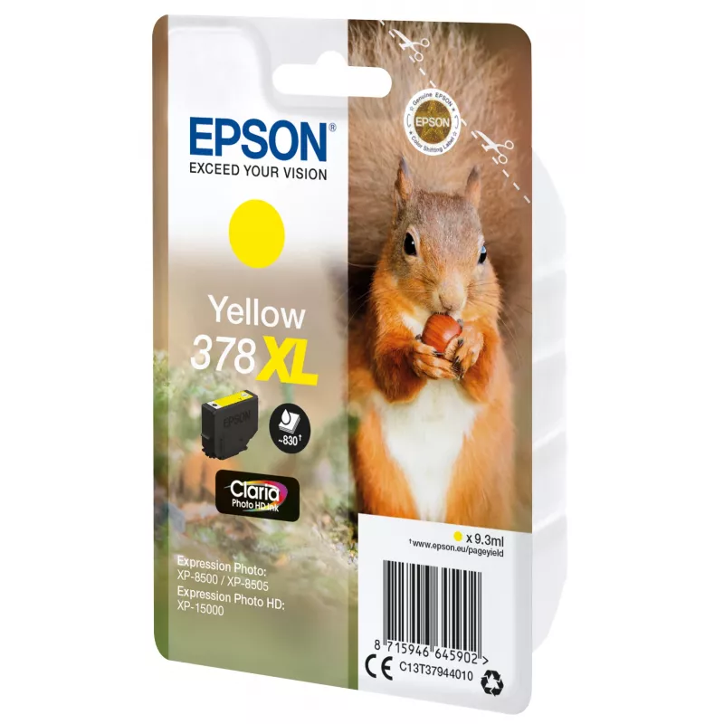 Epson 378XL Claria Photo HD rašalo kasetė, geltona, didelės talpos (XL)