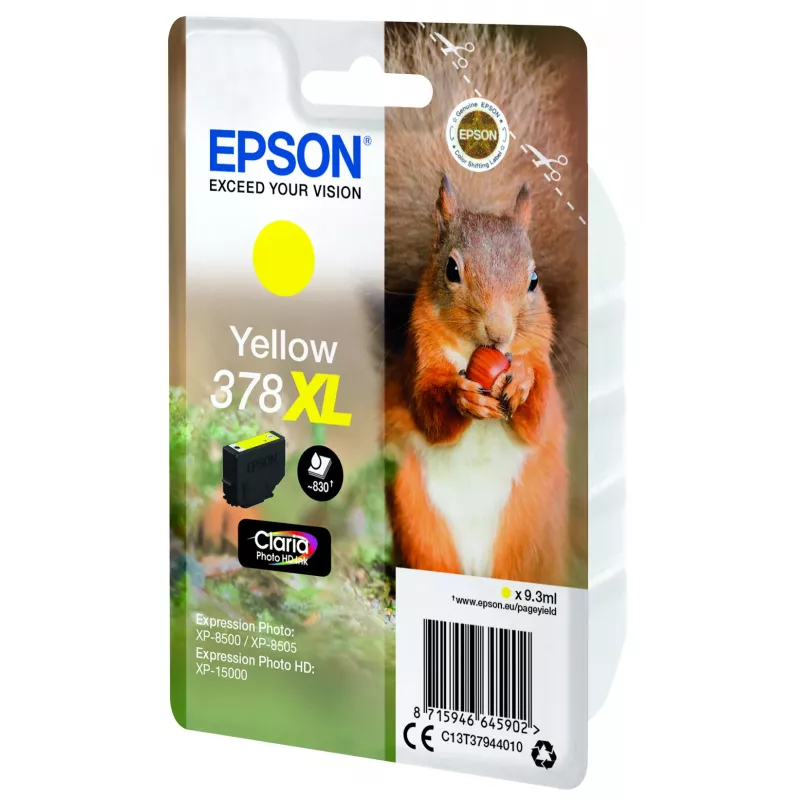 Epson 378XL Claria Photo HD rašalo kasetė, geltona, didelės talpos (XL)