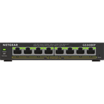 NETGEAR GS308EP 8 prievadų Gigabit Ethernet PoE+ valdomas jungiklis