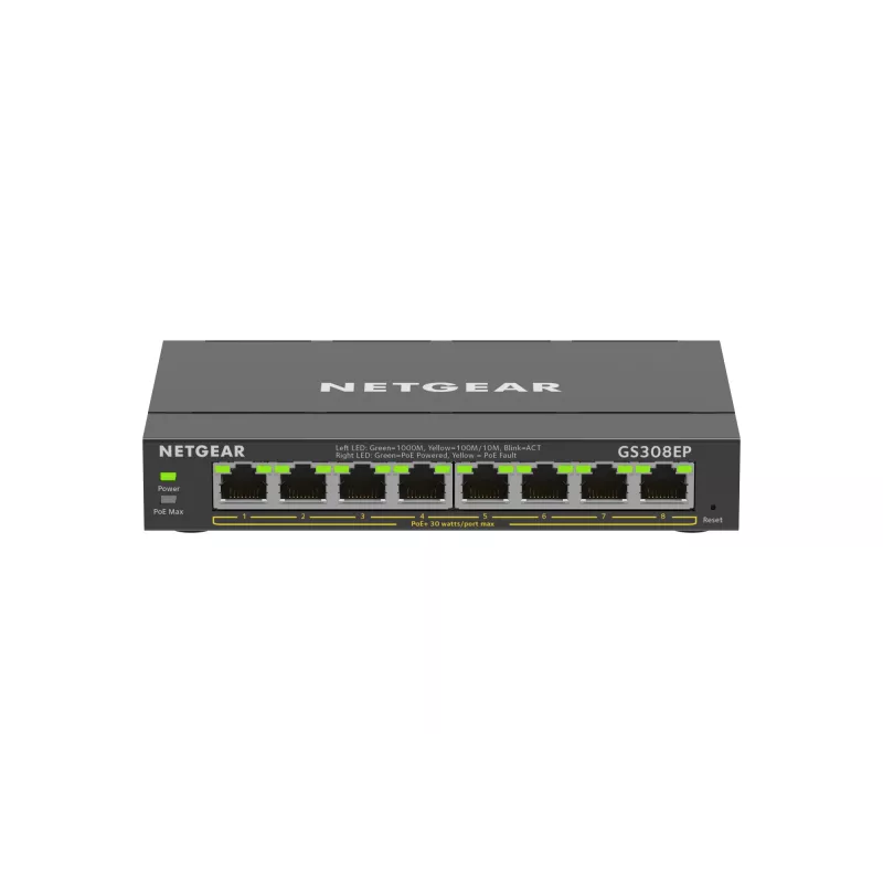 NETGEAR GS308EP 8 prievadų Gigabit Ethernet PoE+ valdomas jungiklis