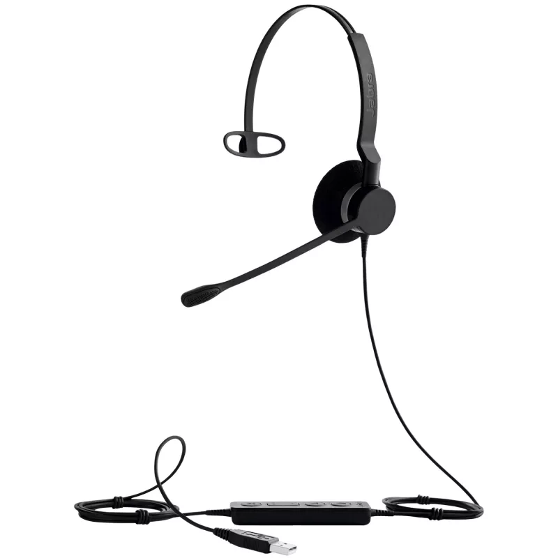 Jabra BIZ 2300 Mono USB MS laidinis ausinių komplektas biurui ir skambučių centrui, juodas