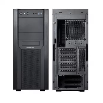 PC korpusas CHIEFTEC CW-01B-OP Tower Juodas — SPCC, 7×3,5 colio lizdai, 7×2,5 colio lizdai, 3×5,25 colio lizdai, iki 410 mm GPU