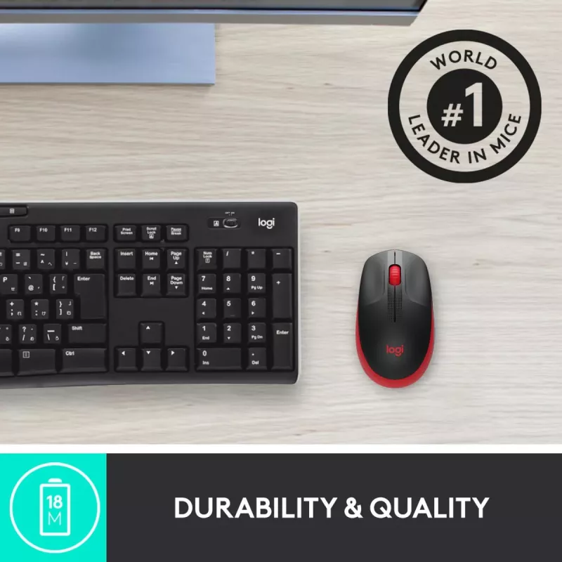 Pelė Logitech M190 Wireless USB Raudona