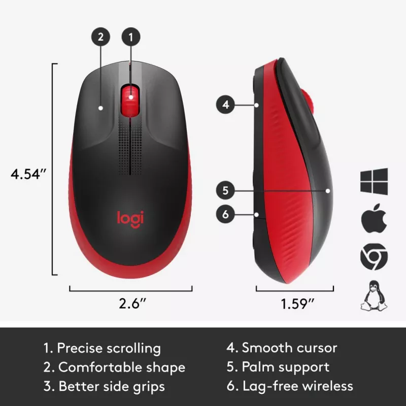 Pelė Logitech M190 Wireless USB Raudona