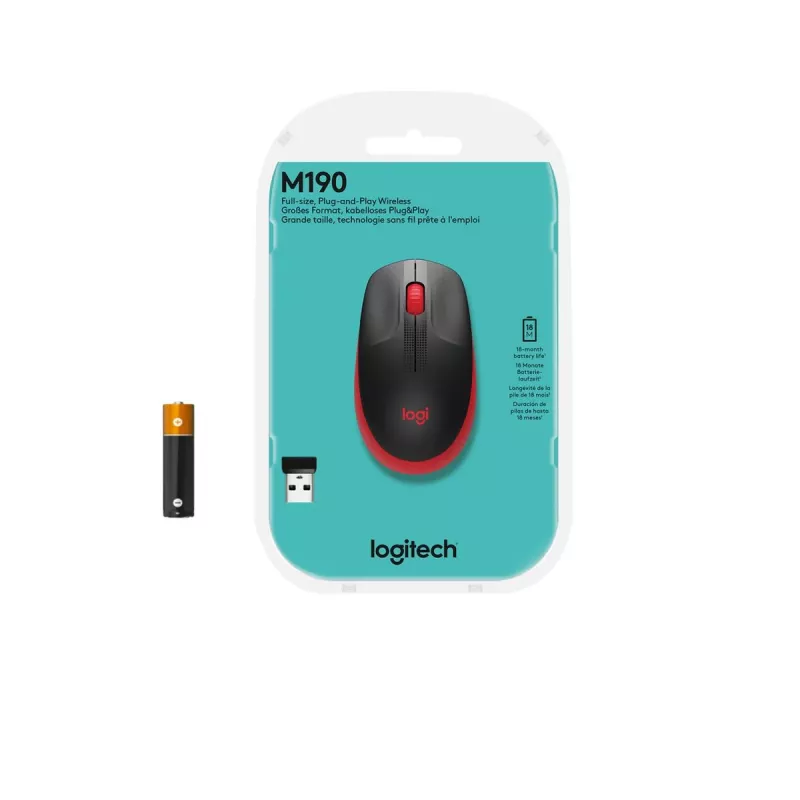 Pelė Logitech M190 Wireless USB Raudona
