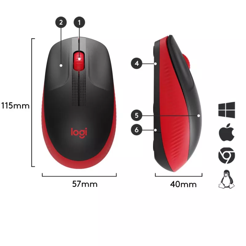 Pelė Logitech M190 Wireless USB Raudona