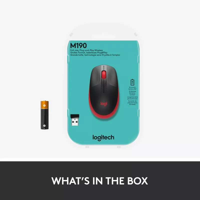 Pelė Logitech M190 Wireless USB Raudona