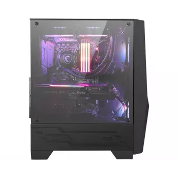 MSI MAG FORGE 100R vidutinis bokštinis žaidimų kompiuterio korpusas, juodas, 2x 120mm ARGB PWM ventiliatorius, 1x 120mm ventiliatorius, 1-6 ARGB valdiklis, Mystic Light sinchronizacija, grūdintas stiklas, ATX, mATX, mini-ITX