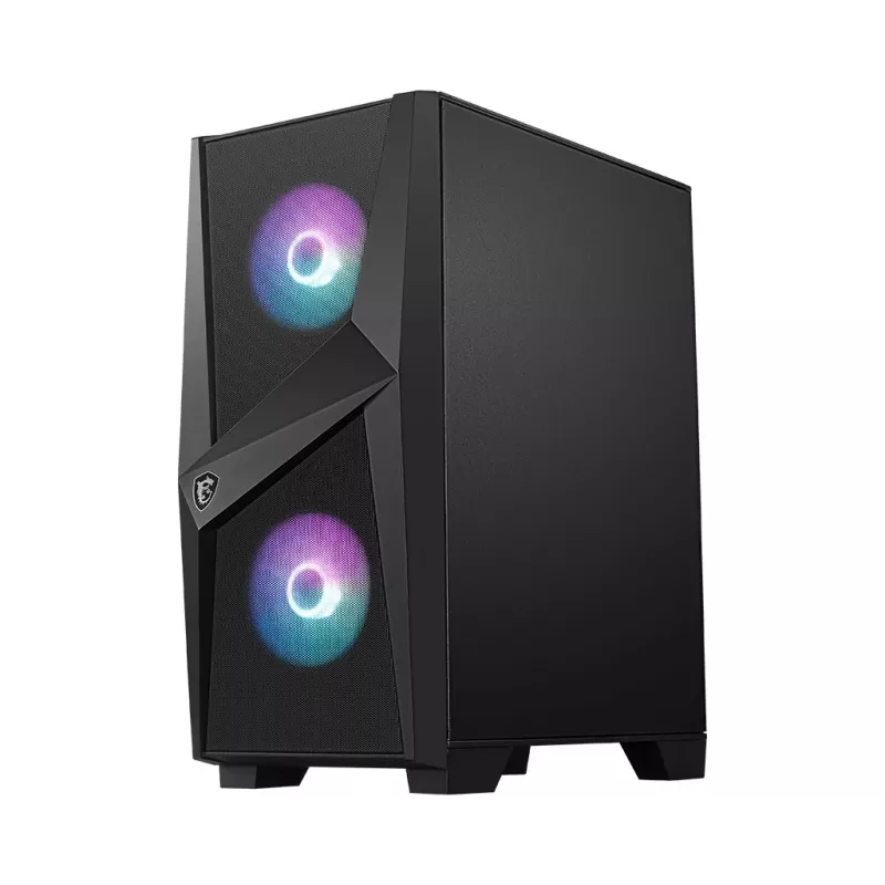 MSI MAG FORGE 100R vidutinio dydžio (Mid Tower) žaidimų kompiuterio korpusas, ATX/mATX/Mini-ITX, grūdintas stiklas, 2 x 120 mm ARGB ventiliatoriai, juodas