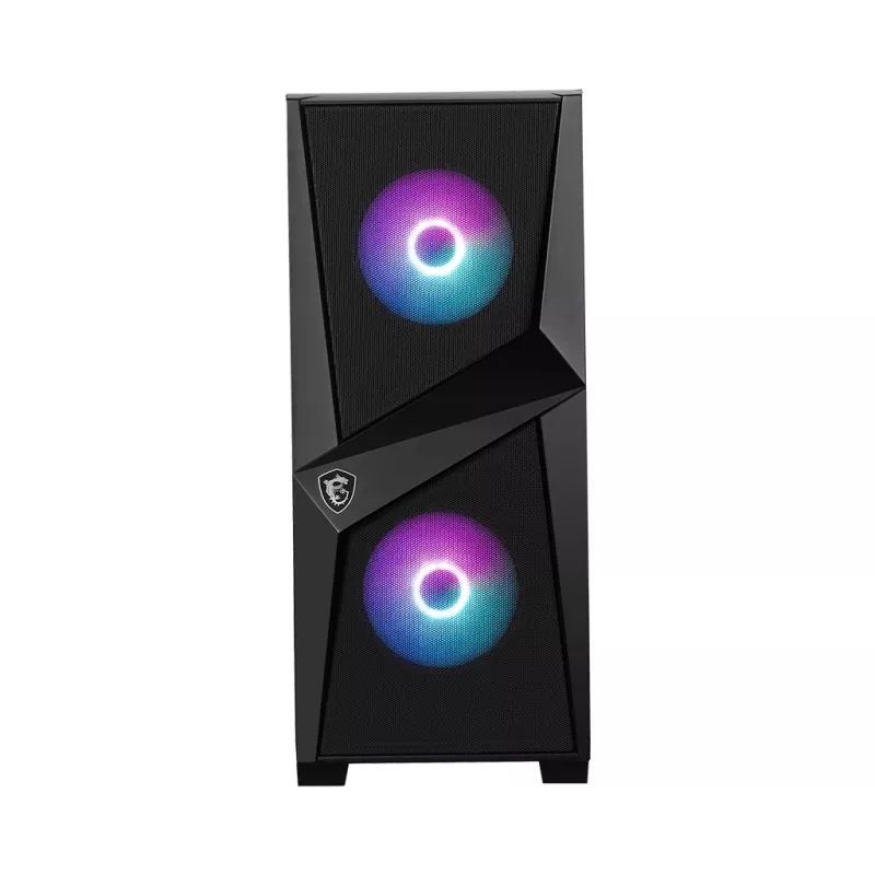 MSI MAG FORGE 100R vidutinio dydžio (Mid Tower) žaidimų kompiuterio korpusas, ATX/mATX/Mini-ITX, grūdintas stiklas, 2 x 120 mm ARGB ventiliatoriai, juodas
