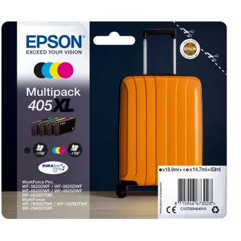 Epson 405XL DURABrite Ultra kasečių rinkinys 1 vnt. Originali didelės talpos juoda, žydra, rausvai violetinė, geltona