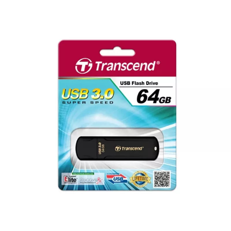 TRANSCEND JetFlash 700 - 64GB USB atmintukas - USB 3.0 - Juodas
