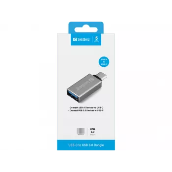 Sandberg USB-C į USB 3.0 adapteris, sidabrinis, aliuminis